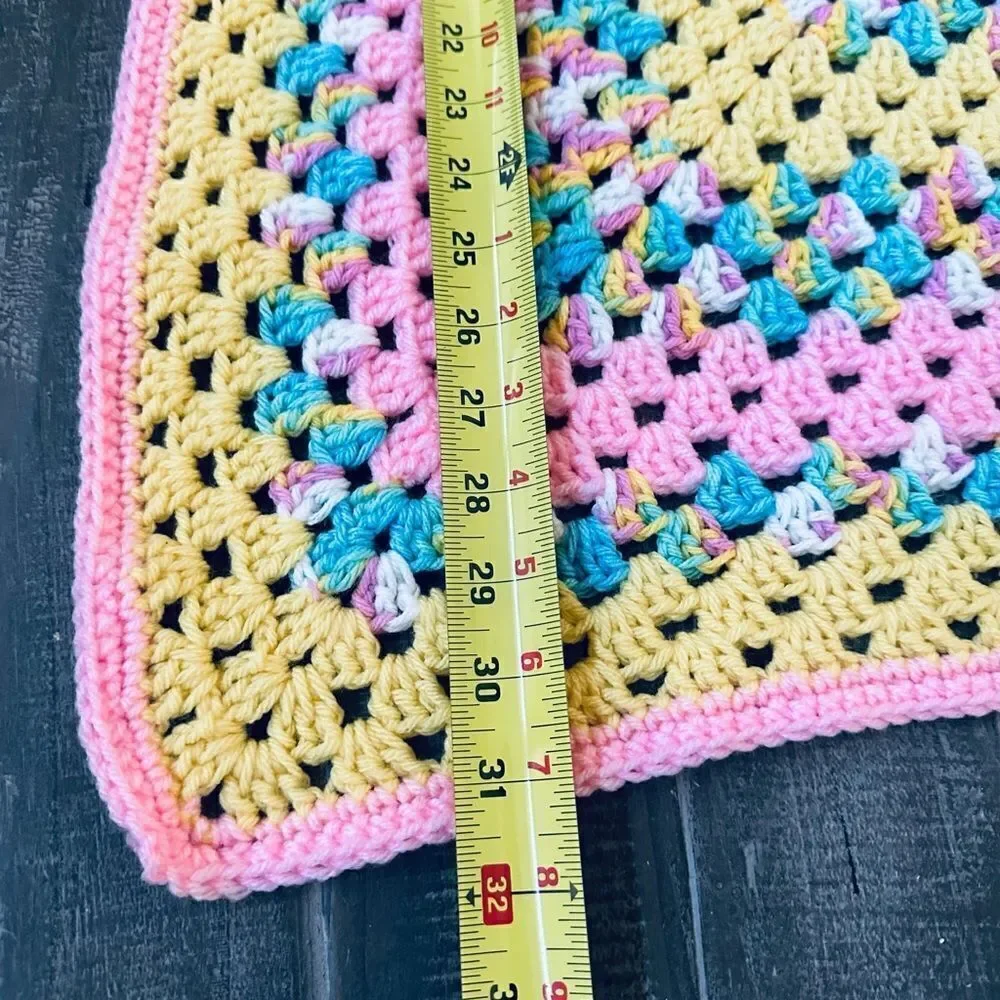 Handmade Crochet Vintage Afghan Easter Throw Baby Blanket